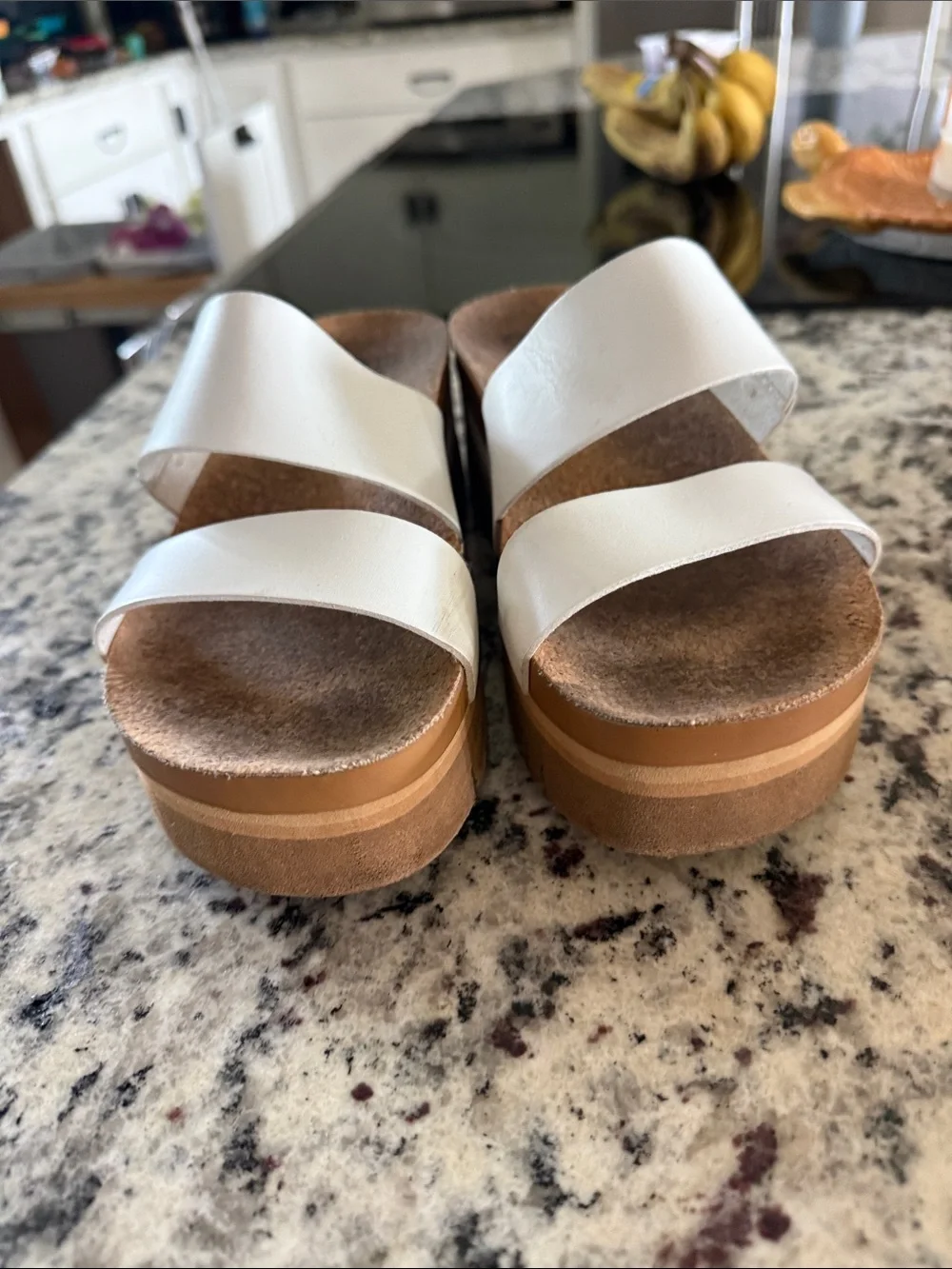 Reef Kids White Double-Strap Cork Slide Sandals